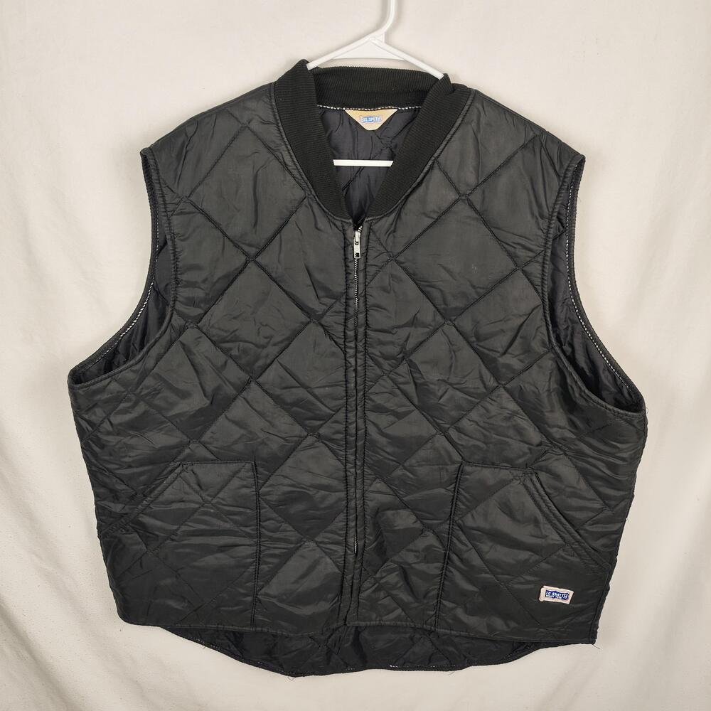 Vintage Big Smith Vest Mens 4XL Black Quilted Puffer Workwear USA Nylon